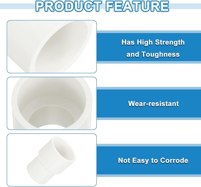 uxcell 2 Pcs UPVC Reducer Pipe Fitting, 3/4"x1/2" PVC Straight Pipe Coupling - Image 3