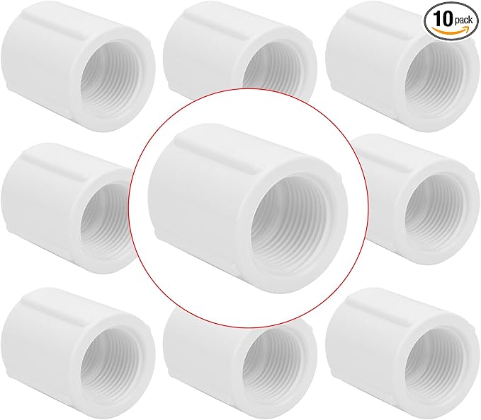 10Pack 3/4" Double Female Thread PVC Pipe Coupling Adapter Pipe Fitting by Lswteiz