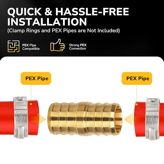 24 Pack 1/2" Pex Coupling, Pex Fittings, Heavy-Duty Brass Crimp Fittings - Image 4
