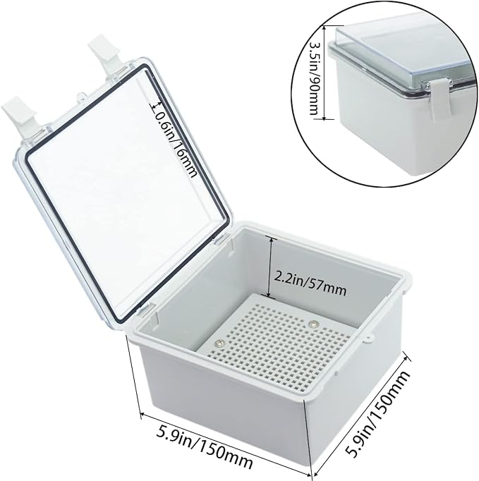 Junction Box, Hinged Clear Cover IP67 Waterproof ABS Project Box - Image 3