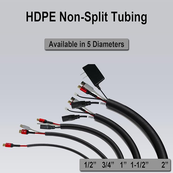 Flexible Polyethylene HDPE Non-Split Corrugated Wire Loom Tubing - Image 3