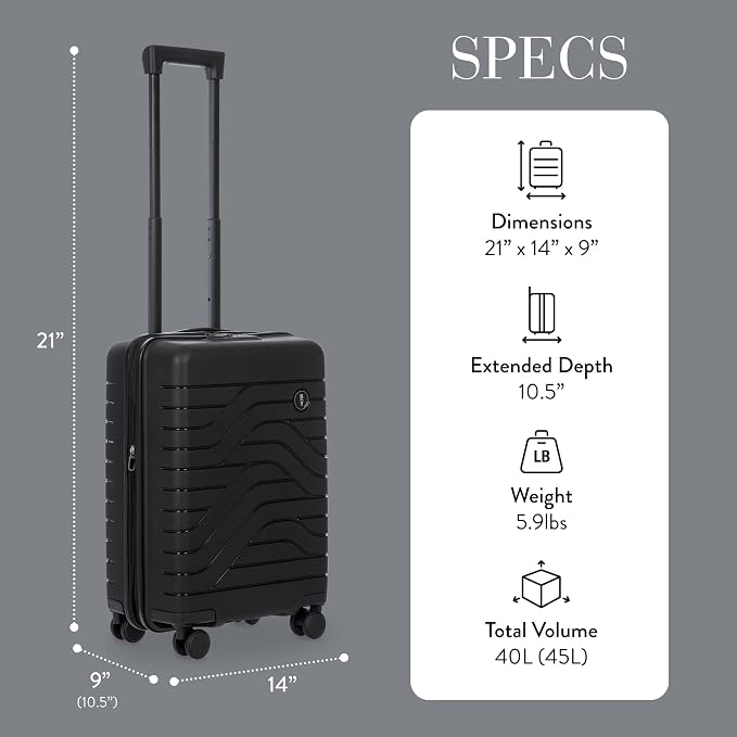 Bric's B|Y Ulisse Spinner Carry-On Suitcase, Lightweight Expandable Hard Shell - Image 6