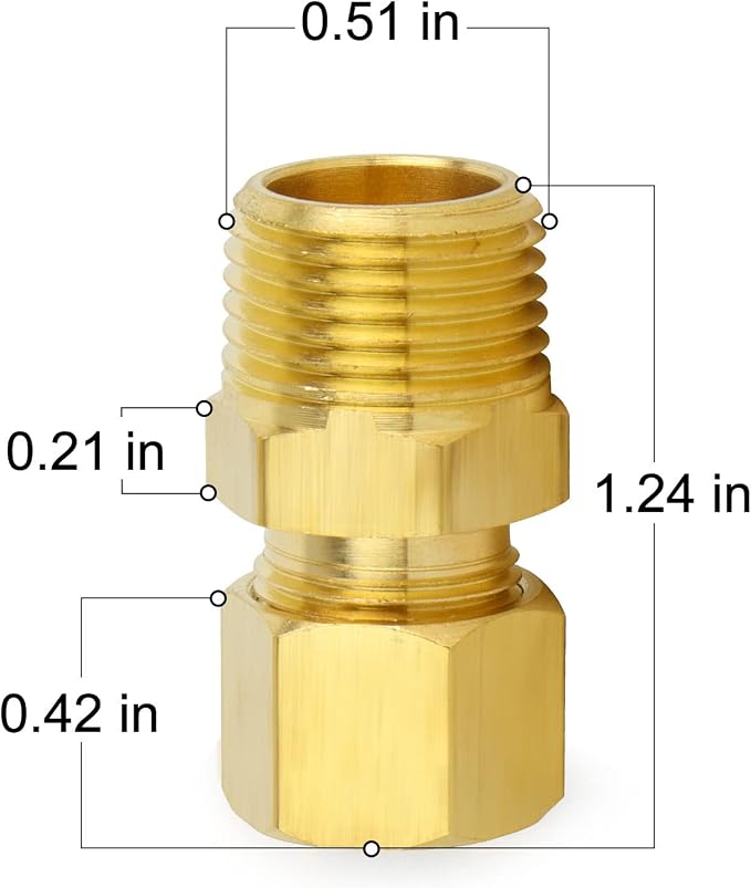 ChillWaves Brass Compression Tube Fitting, 1/4" OD x 1/4" NPT Male Compression - Image 2
