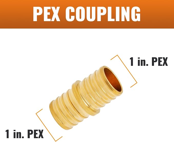 6-Pack 1" PEX Straight Coupling, 1 Inch PEX Fittings | Brass - Image 3