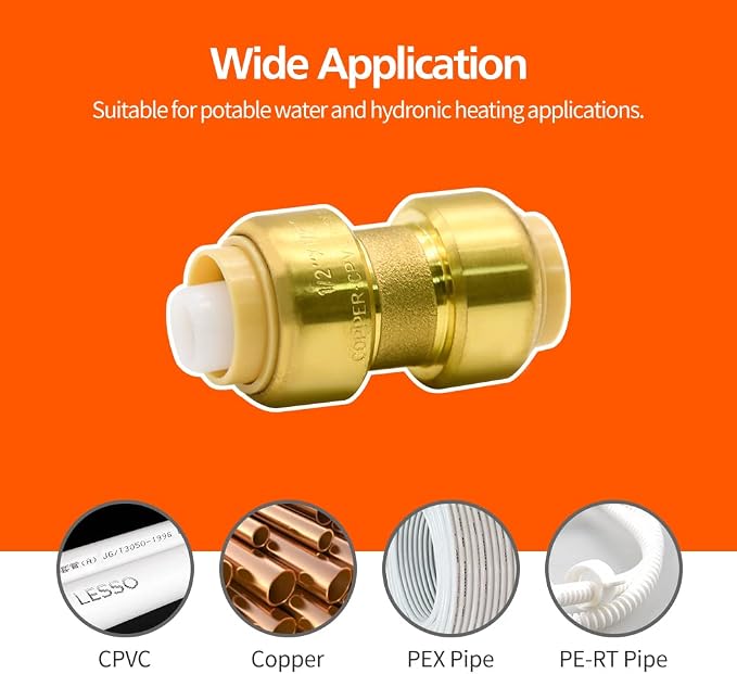 2 Pack Push-to-Connect Plumbing Fittings, 1/2" Pushfit Straight Fittings - Image 4