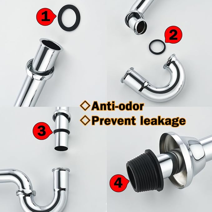 RANDOM Brass P Trap with Bathroom Sink Stopper Kit With Overflow, Chrome - Image 8