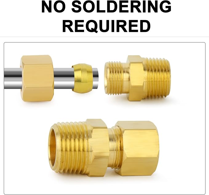 ChillWaves Brass Compression Tube Fitting, 1/8" OD x 1/8" NPT Male Compression - Image 4