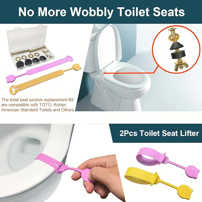 Toilet Seat Screws Replacement Kit, Metal Toilet Seat Bolts Replacement Kit - Image 5