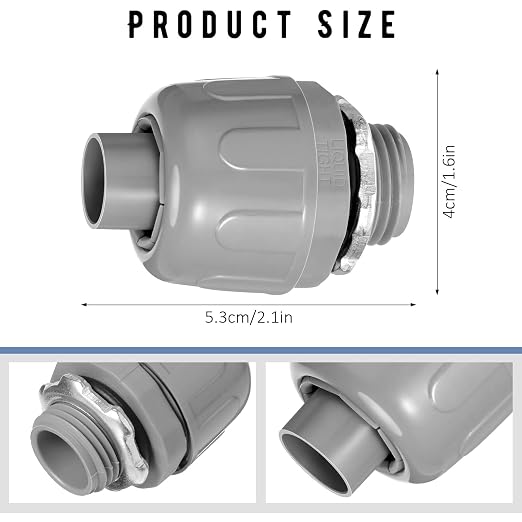 Maitys 150 Pcs 1/2 Inch Liquid Tight Connector Straight 180 Degree | PVC - Image 2