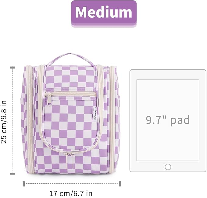 Narwey Small Checkered Hanging Travel Toiletry Bag - Image 7