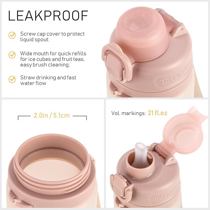 TakeToday Collapsible Water Bottles 20oz, Leak Proof, Foldable Silicone Travel - Image 6