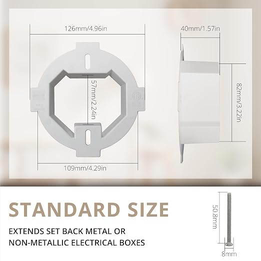 Ceiling Box Extender, 6 Pack, ETL Listed | Plastic Ceiling Outlet Box Extension - Image 2