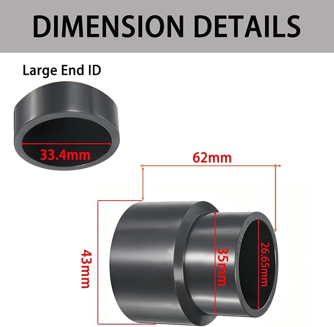 1 x 3/4 Inch SCH80 PVC Reducing Coupling, Increaser/Reducer Connector Pipe - Image 2
