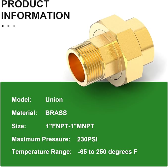 1PCS Brass Union，1" NPT Male x 1" NPT Female Brass Pipe Fitting - Image 4