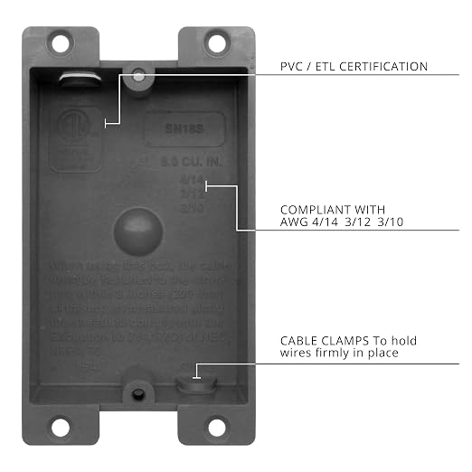 HXH 1-Gang PVC Old Work Electrical Outlet Box Shallow Pack of 12 | Grey 8 Cubic - Image 5