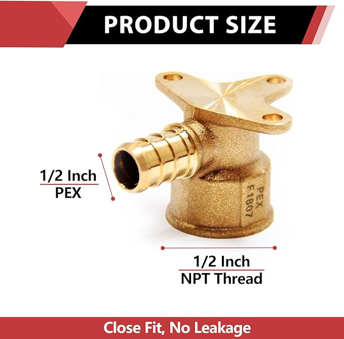 EFIELD Pex 1/2 Inch x 1/2 Inch Female NPT Drop-Ear Elbow | PEX Brass Crimp - Image 2