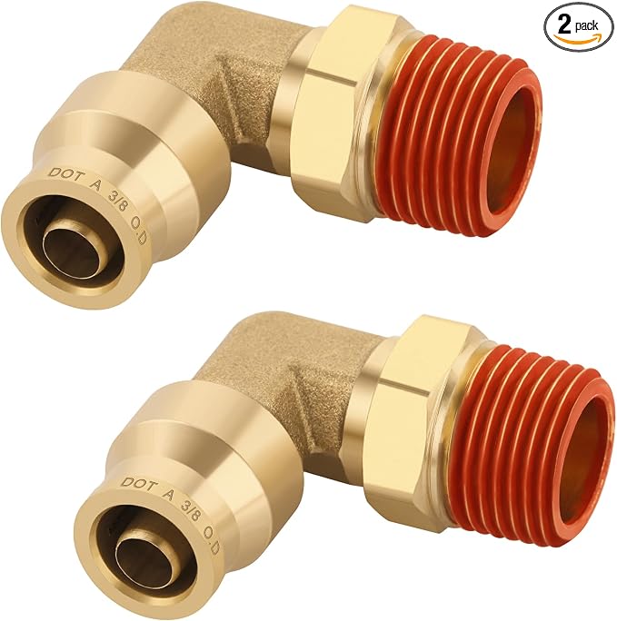 90° Swivel Male Elbow, 3/8" Tube x 3/8" NPT, DOT Approved 2PCS | by BOERAY