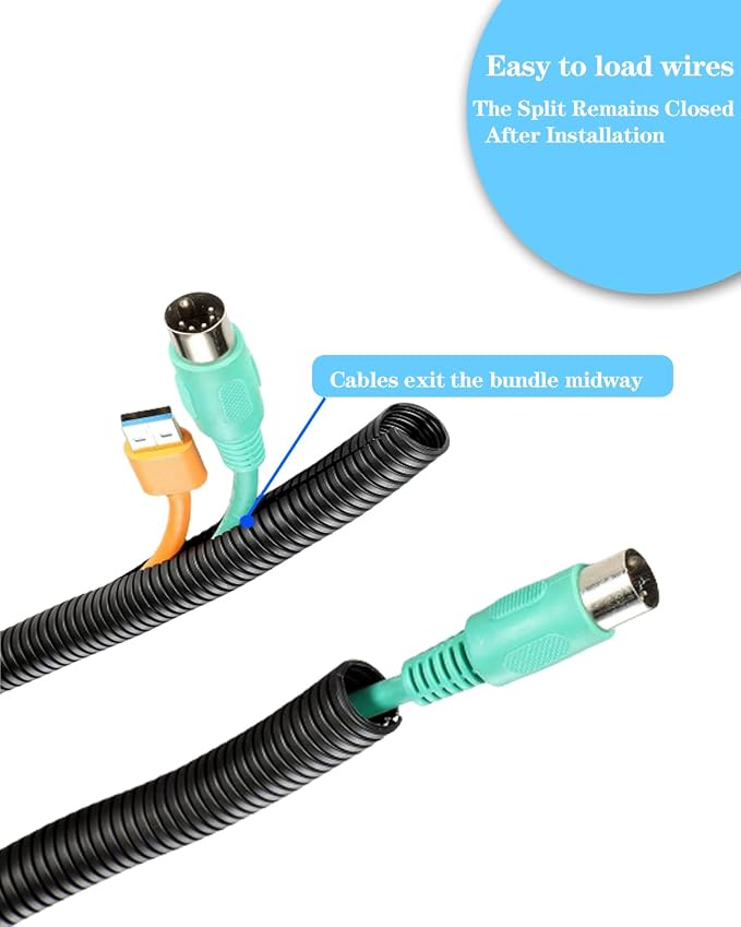 1/4 Inch Wire Loom Split Tubing - 50ft Cord Protector Electric Wires Covers - Image 3