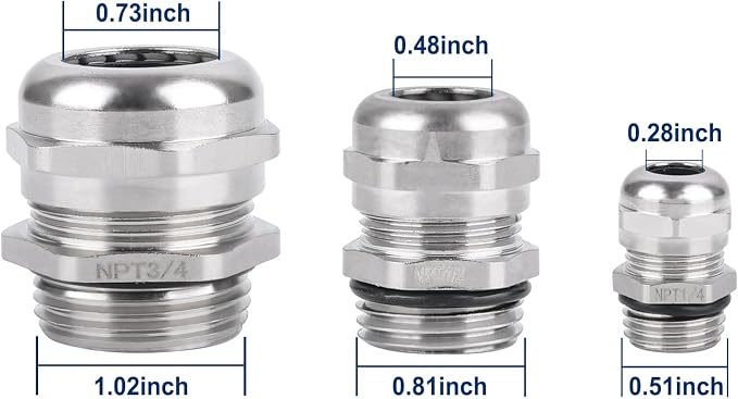 NPT 3/4" Nickel-Plated Copper Waterproof Cable Glands - Image 4