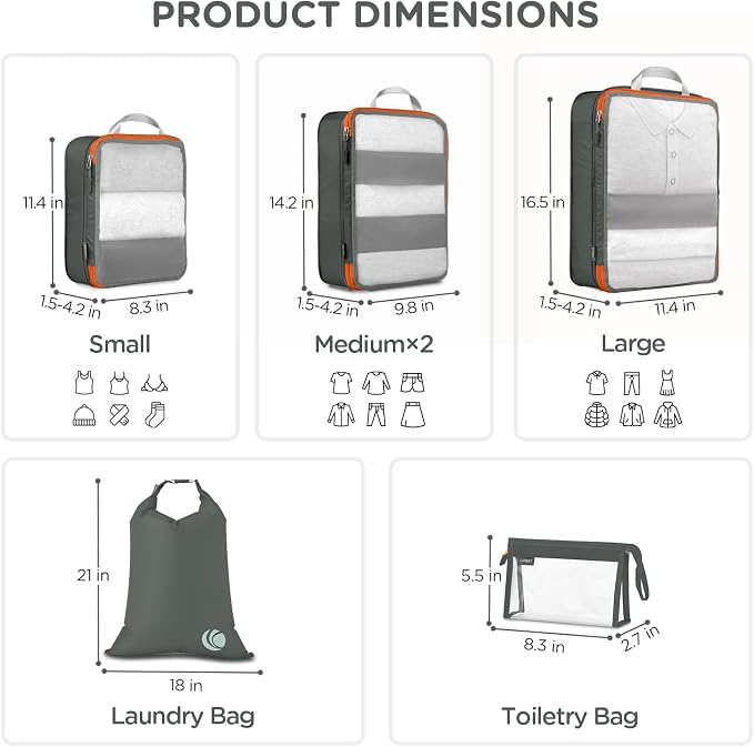 Cipway Compression Packing Cubes, See Through Mesh Luggage Organizer Bags - Image 5