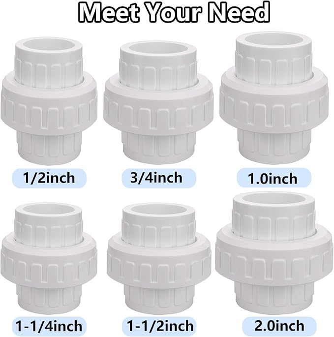 3/4" PVC Union Coupling Pipe Fitting PVC Adapter Schedule 40, EPDM O-Ring - Image 7