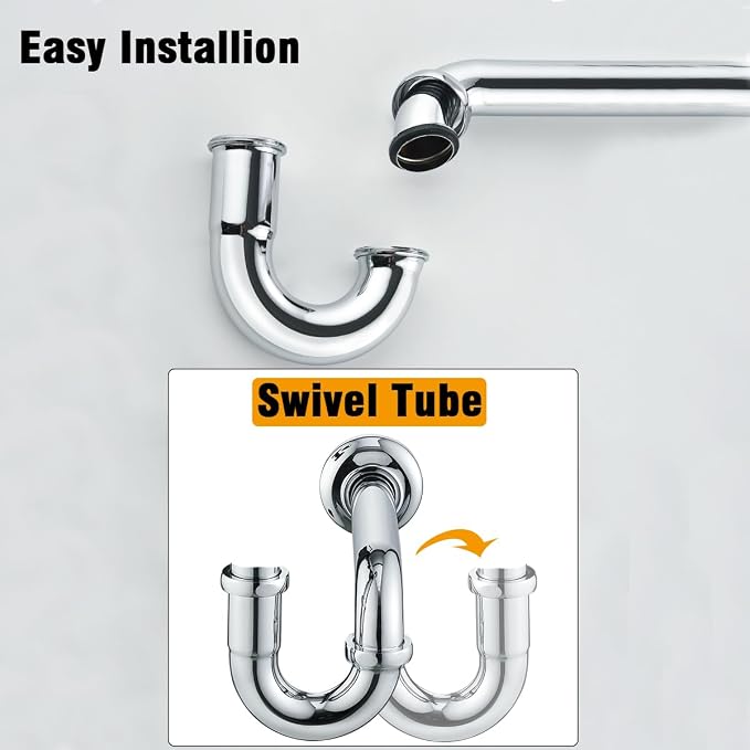 RANDOM Brass P Trap with Bathroom Sink Stopper Kit Without Overflow, Chrome - Image 4