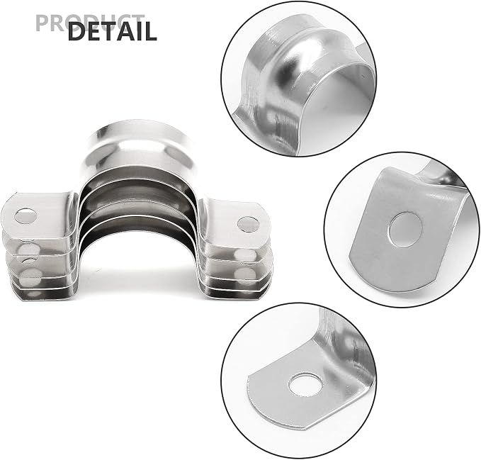 16Pcs 1-9/16 Inch Stainless Steel Conduit Clamps | Two Hole Strap, U Bracket - Image 3