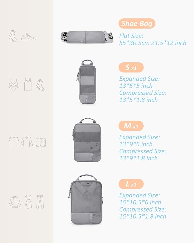 BAGSMART 6 Set /4 Set/2 Set Compression Packing Cubes - Image 2