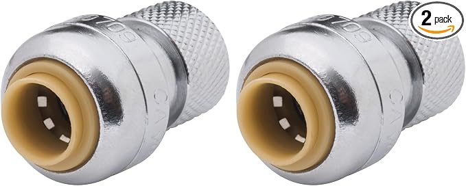 SharkBite 1/4 Inch Compression Stop Valve Connector, Push to Connect Brass by SharkBite