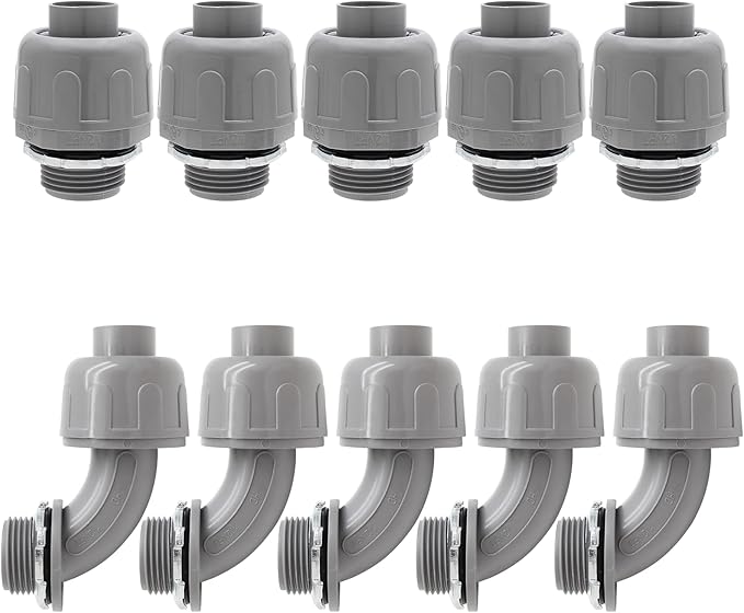 10Pcs 1/2 Inch NPT Liquid Tight Connector | Nonmetallic Electrical Conduit by Moicstiy