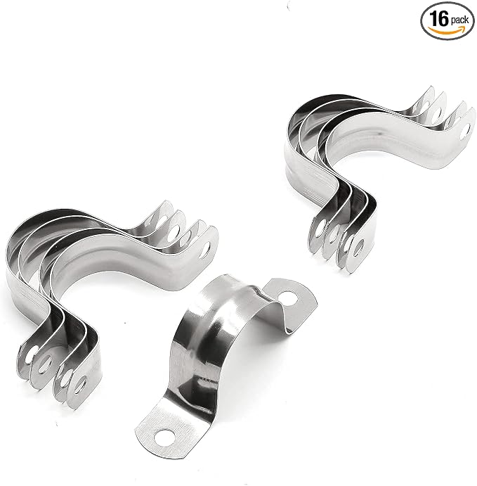 16Pcs 1 1/4 Inch Stainless Steel Conduit Clamps, Two Hole Strap U Bracket Rigid by Jersvimc