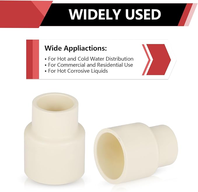 100 Pack EFIELD CPVC Coupling Adapter Fittings, 3/4" Slip x 1/2" Slip | Socket - Image 6