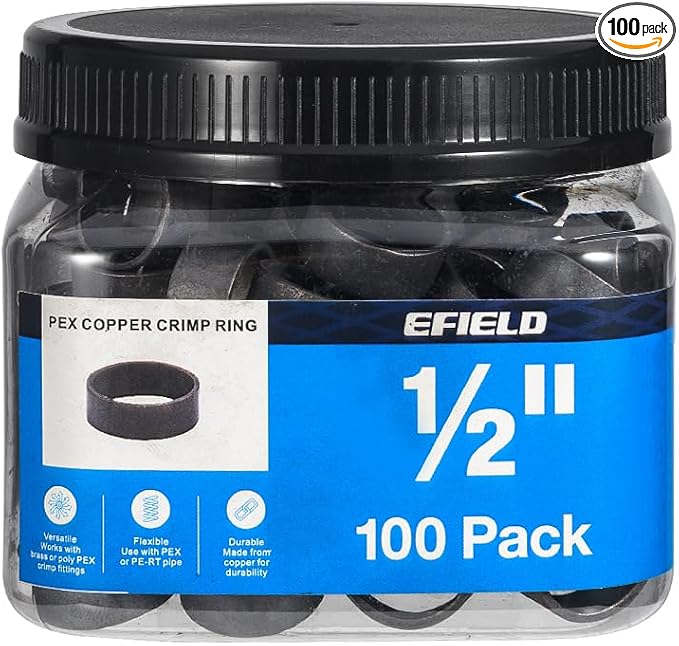 100 piece EFIELD 1/2-inch Pex Copper Crimp Rings by EFIELDPEXTUBING