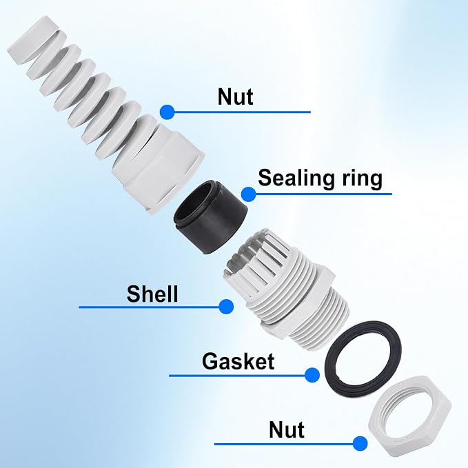 5Pcs NPT 1/2" Flex Spiral Strain Relief Cord IP68 Waterprood Cable Gland Nylon - Image 5