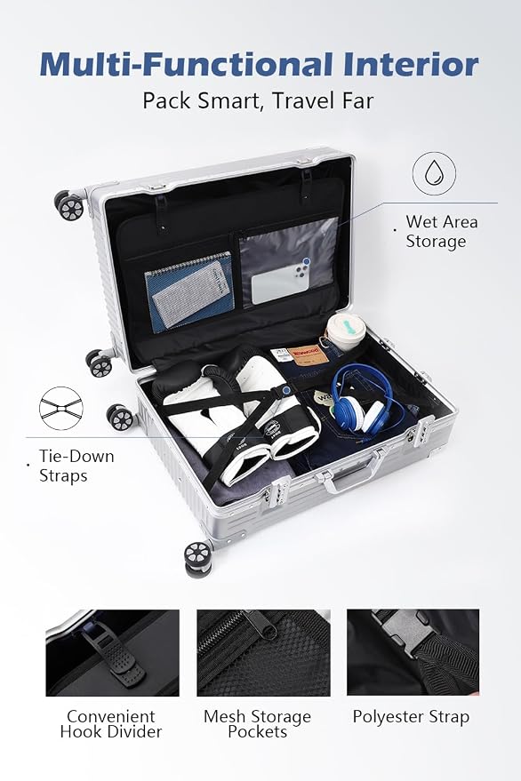 HotWay Carry On Luggage with Aluminum Frame, 20 Inch PC Hard Shell Suitcase - Image 5