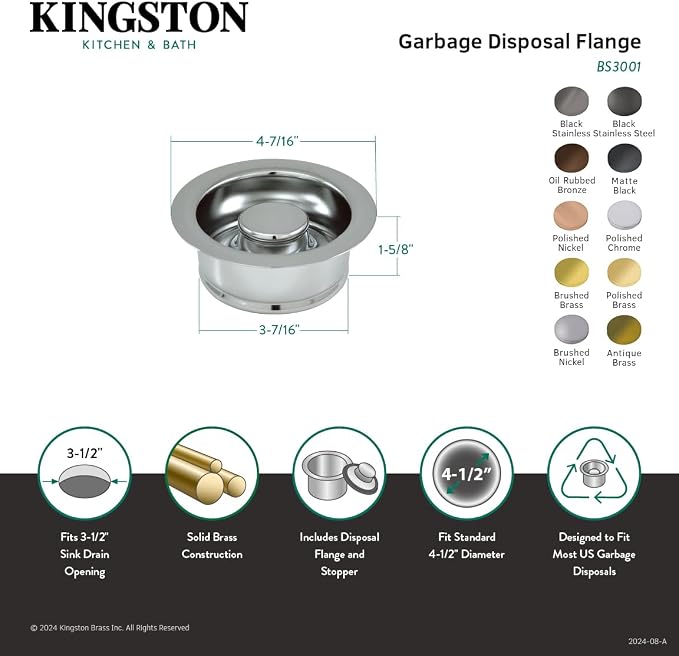 Kingston Brass BS3007 Made To Match Garbage Disposer Flange, Brushed Brass - Image 3