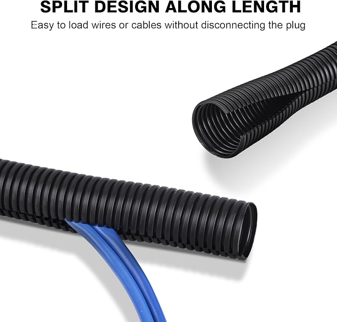 10FT - 1/4 Inch Split Wire Loom - Black | Easy to Install - Image 2