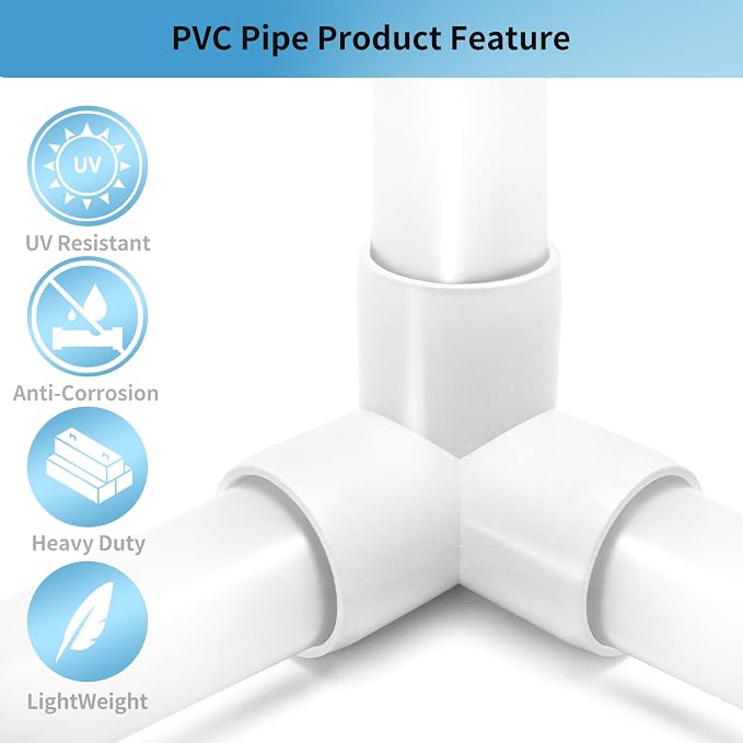LESSO 1-1/2" Tee PVC Fitting, 3 Way Elbow Connector 90 Degree, 4 Pack | Side - Image 4