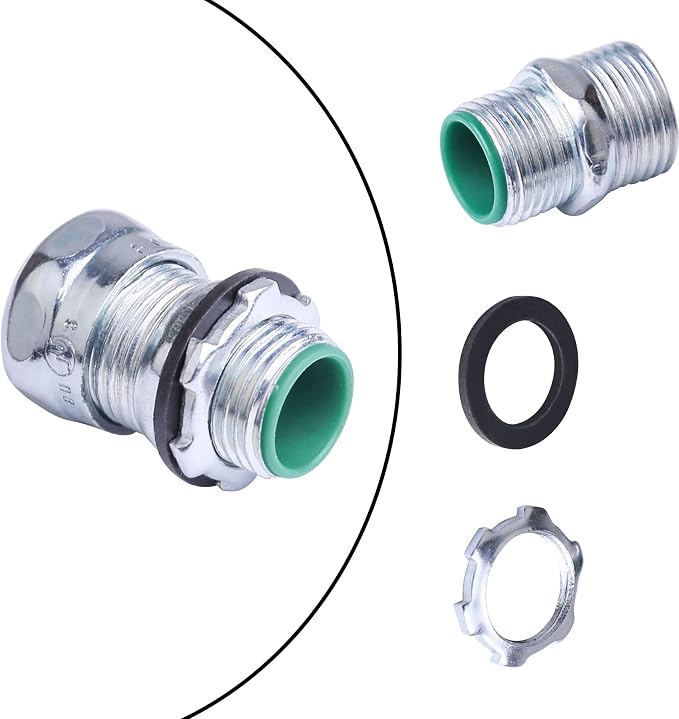 10 Pcs 1/2 Inch EMT Raintight Compression Connectors, Zinc Plated Steel - Image 4
