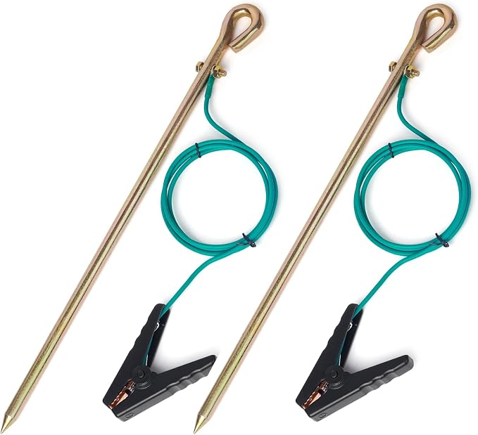 Portable Ground Rod with 4ft 12AWG UL Listed Grounding Wire with Crocodile Clip by CYANTEKOMS