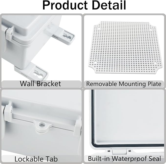 Junction Box, Hinged Grey Clear Cover IP67 Waterproof ABS Project Box - Image 4