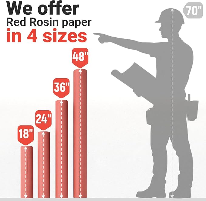 Floor Protection Paper 24" x 166' Red Rosin Paper Roll - Image 8