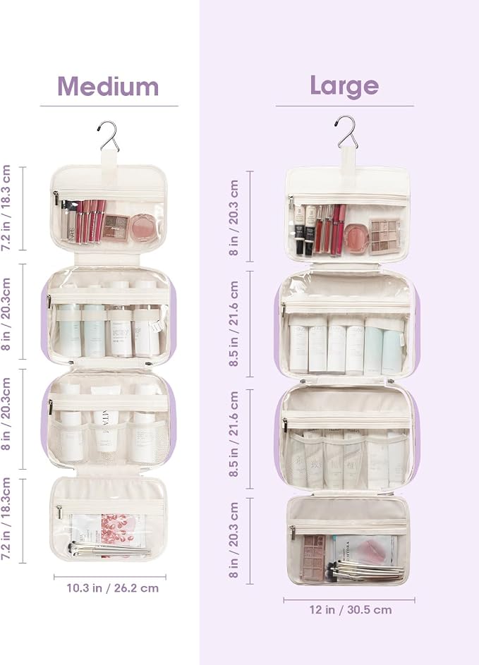 Narwey Travel Toiletry Bag for Women Large Hanging Makeup Bag Organizer - Image 3