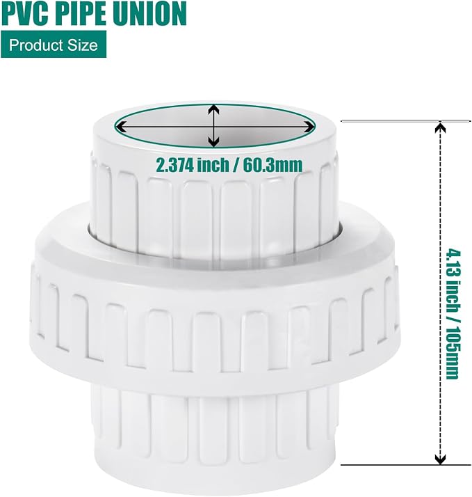 VYH 2" PVC Union Coupling Pipe Fitting, PVC Adapter, built-in EPDM O-Ring - Image 2