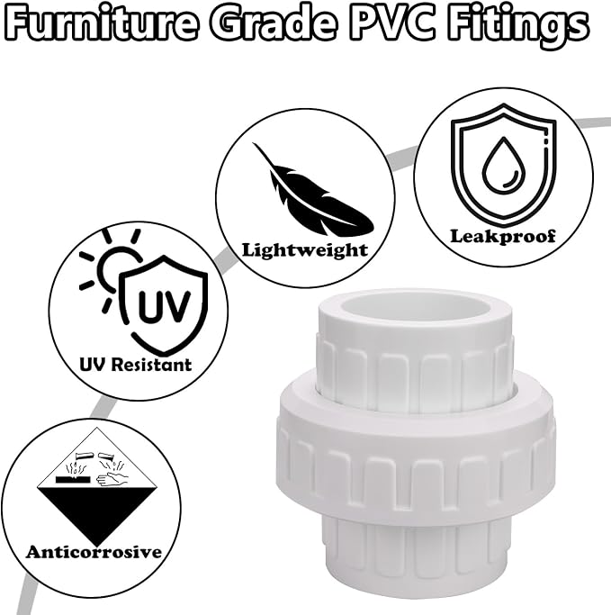 1-1/2" PVC Union Coupling Pipe Fitting PVC Adapter Schedule 40, EPDM O-Ring - Image 6
