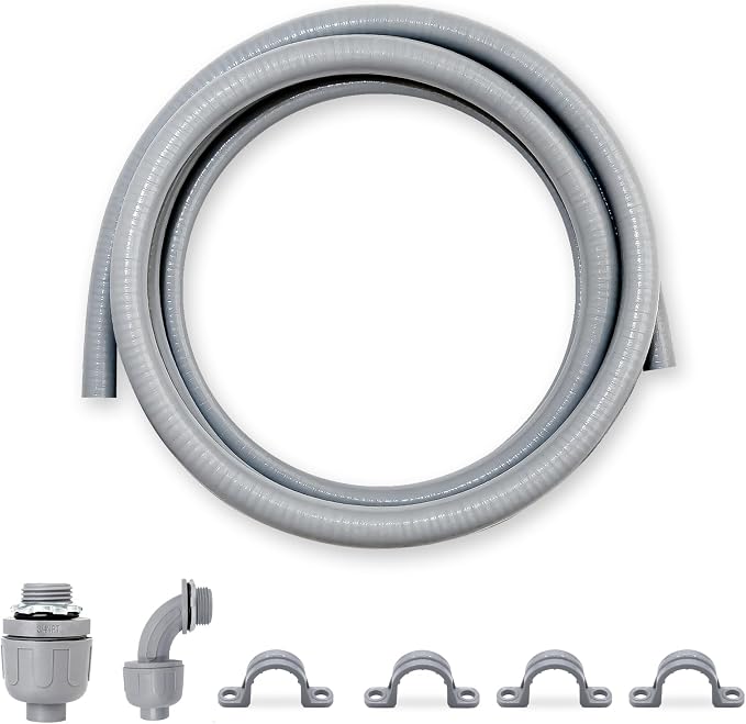 3/4 inch 6 Foot Liquid-Tight Conduit Kit, Flexible Non Metallic Electrical by Wocloer