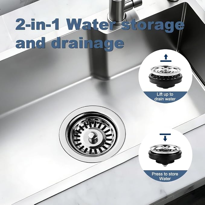 ZM Garbage Disposal Strainer and Stopper Combo, 3.5" Sink Drain, SUS 304 Steel - Image 4