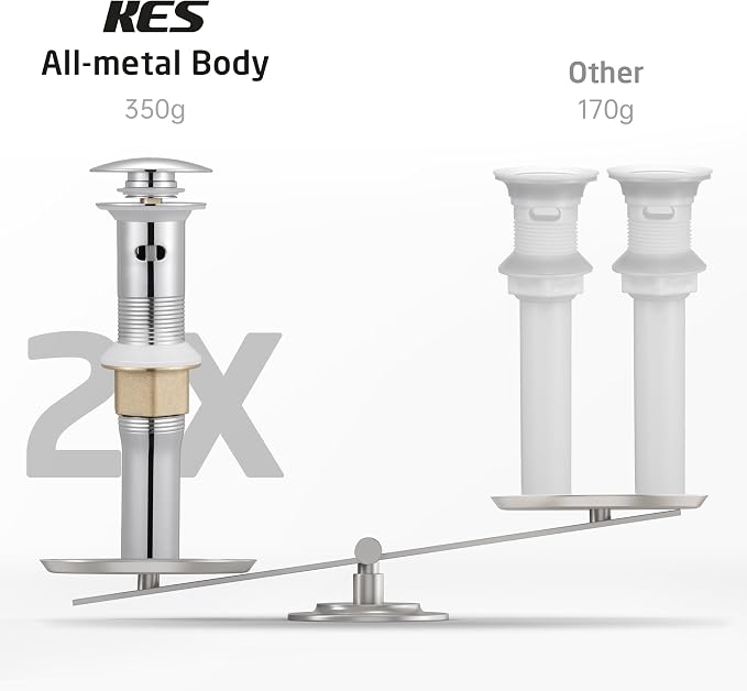KES All Metal Bathroom Sink Drain - Image 3