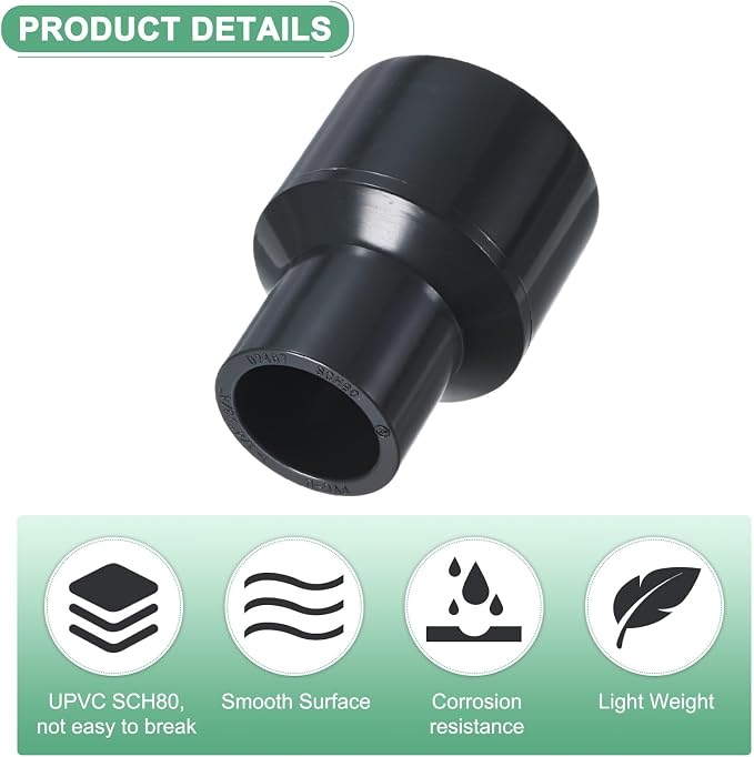 M METERXITY 4-Pack UPVC Reducer Pipe Fitting 1-1/4"x3/4" Reducing Grey | - Image 2