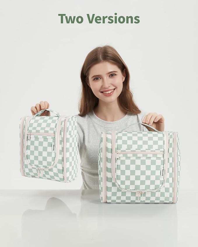 Narwey Small Checkered Hanging Travel Toiletry Bag - Image 8